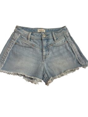 SHAYANNE denim shorts cut offs size 27 light blue fringe